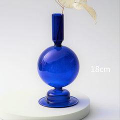 Blue Glass Candlesticks for Wedding Birthday Holiday Home Decoration Morden Decorative Glass Candle Holder 1PC