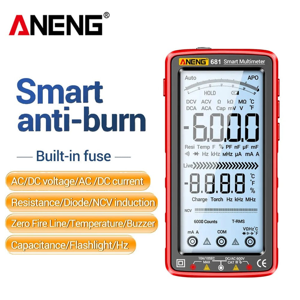 Digital Multimeter Professional, ANENG 681 Rechargeable Non-contact Voltage,Tester AC/DC  LCD Screen Current Tester