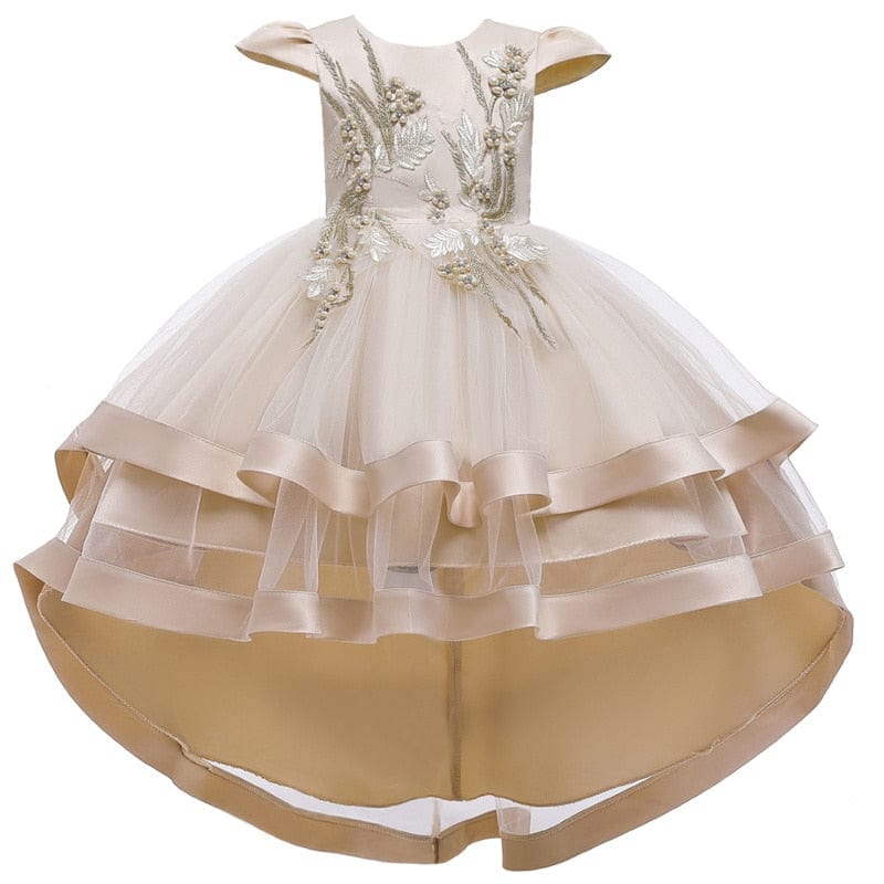 Kids Girl Cake Tutu Flower Dress Children Party Wedding Formal Dress for Girl Princess First Communion Costume