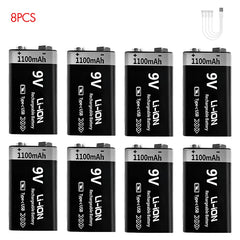 MATOV USB 9V Rechargeable Battery 1100mAh Type-C Rechargeable 6F22 9V Li-ion Battery for RC Helicopeter Model Multimeter Toy