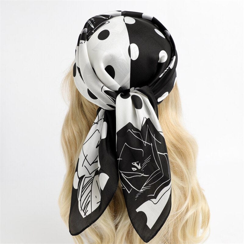 Female Silk Neck Scarf Letter D Print Square Hair Scarves Foulard Head Band Shawls And Wraps Neckerchief Bandana 70*70cm