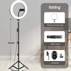 10" 26cm LED Selfie Ring Light Photography Video Light RingLight Phone Stand Tripod Fill Light Dimmable Lamp Trepied Streaming