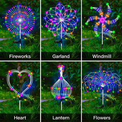 Solar LED Pathway Lights Outdoor Waterproof Garden Decor Firework Fairy Solar Lawn Lamp For Patio Walkway Yard