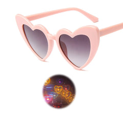 Love Heart Shaped Effects Glasses Watch The Lights Change to Heart Shape At Night Diffraction Glasses Women Fashion Sunglasses