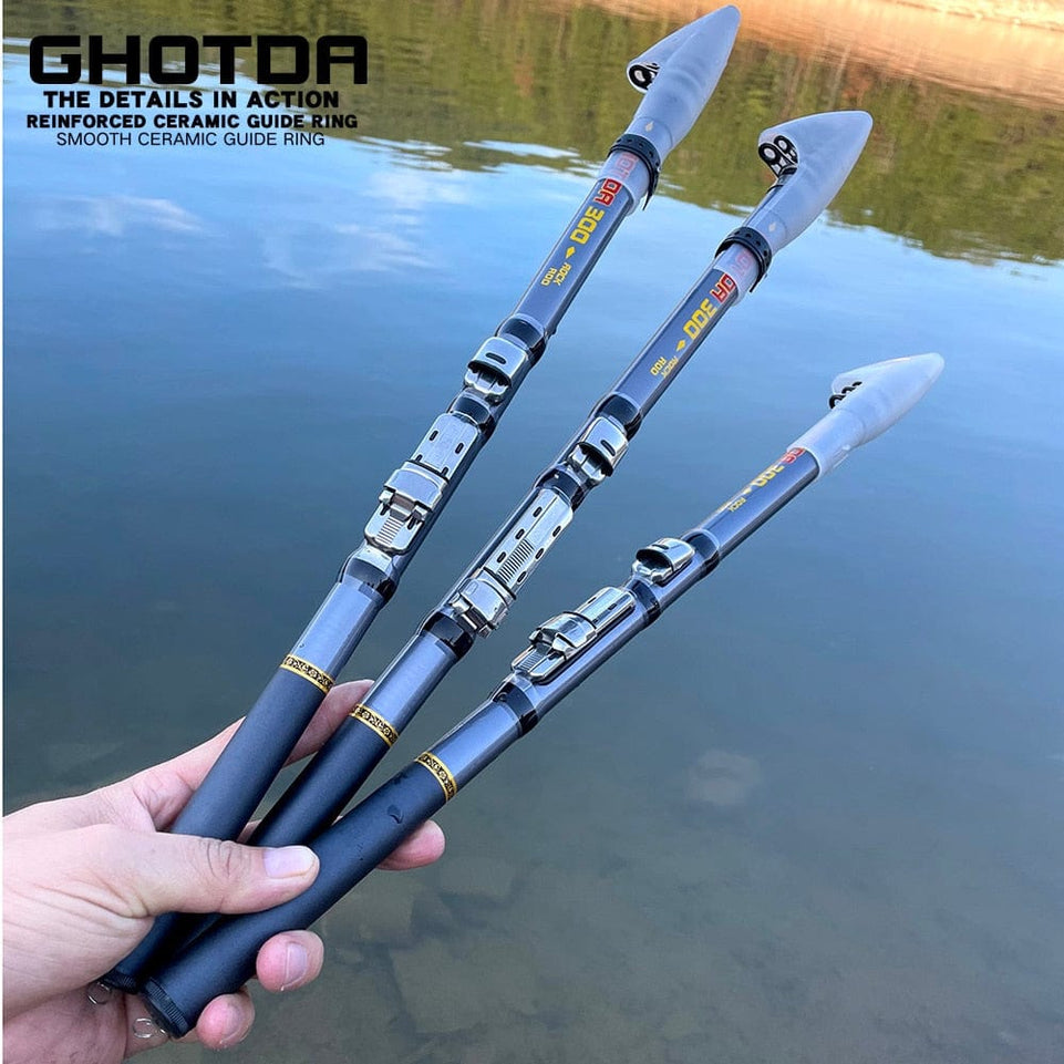 GHOTDA 2021 Carbon Fishing Rod Travel Short Hard Fishing Rod Suitable for Carp Barracuda Rock Telescopic Casting