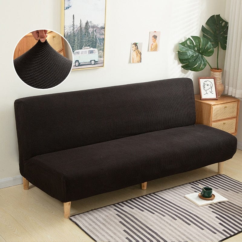 Polar Fleece Fabric Armless Sofa Bed Cover Solid Color Without Armrest Big Elastic Folding Furniture home Decoration Bench Cover