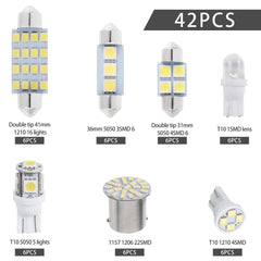 42pcs LED Car Interior Lights Bulb T10 6000K SMD LED Replacement License Plate/Reading Light Bulbs Xenon White Interior Light