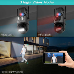 8MP 4K Wifi Camera Dual Lens Ai Auto Tracking Waterproof Security CCTV Video Surveillance Camera Police Light Alarm IP Camera