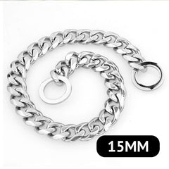 15mm Solid Dog Chain Stainless Steel Necklace Dogs Collar Training Metal Strong P Chain Choker Pet Collars for Pitbulls - Wowza