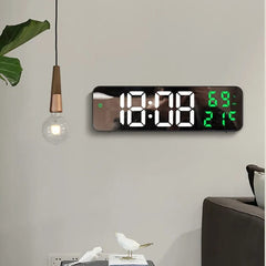 9 Inch Large Digital Wall Clock Temperature and Humidity Display Night Mode Table Alarm Clock 12/24H Electronic LED Clock