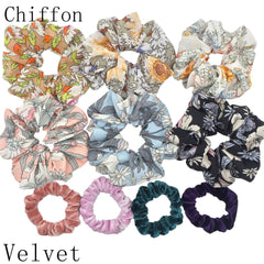 Scrunchies Set Hair Accessories Velvet Chiffon ties band Sequins organza Ponytail Holder Headwear No Crease Leopard Solid  10pcs