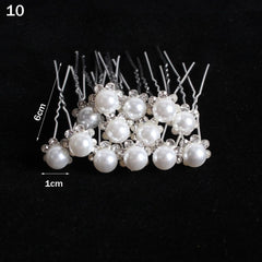 50/20 pcs/pack Women Flowers Hairpin Stick Wedding Bridal Crystal Flowers Hairpin U Shaped Hair Clip Hair Accessories