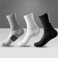 3pairs/Lot Men's Socks Compression Stockings Breathable Basketball Sports Cycling Socks Moisture Wicking High Elastic Tube Socks