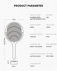 Insect Killer Racket Bug Safety Insulated Battery Powered Lamp ABS Adjustable Electric Mosquito Swatter