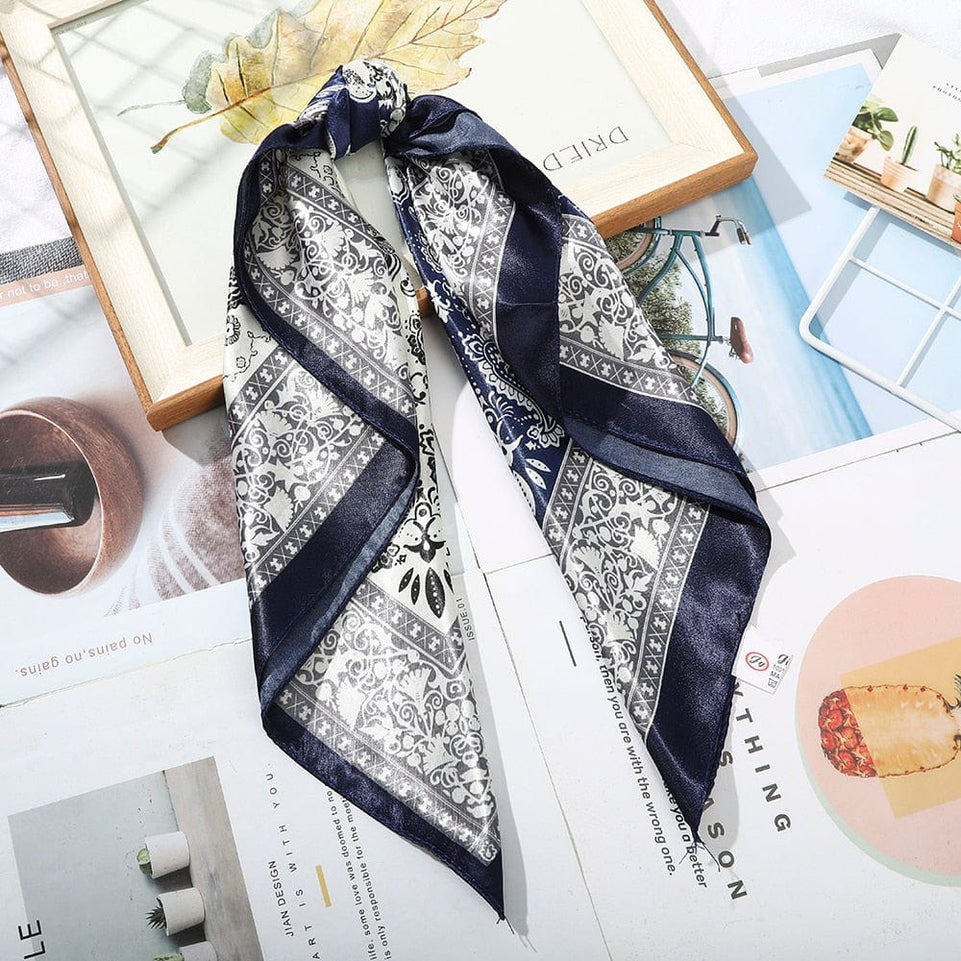 Haimeikang 60*60cm Square Silk Scarf Women Headband Fashion Print Neck Scarfs Office Hair Band Hand Kerchief Female Bandana