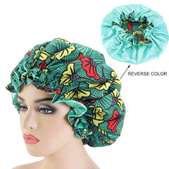 African Pattern Ankara Print Bonnet Women Night Sleep Cap Satin Lining Soft Extra Large Head Wear Ladies Headwrap Hair Care Hat