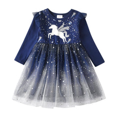 Kids Autumn Winter Dresses for Girls Star Sequins Princess Dress Girl Long Sleeve Party Vestidos Girls Dress Children Clothing