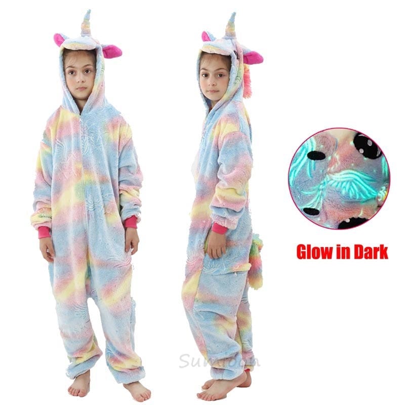 Kigurumi Children Winter Sleepwear Kids Unicorn Panda Pajama sets Baby Girls Boys Panda Licorne Onesies for 4 6 8 10 12 Years