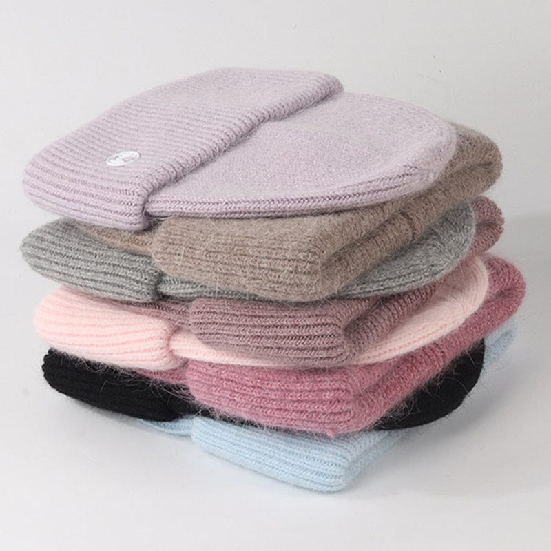 Rabbit Fur Beanies Soft Warm Fluffy  Winter Hat for Women Angora Knitted Hat  Skullies Beanies Female Bonnet Woman Knit Cap