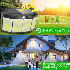 Solar 576 LED Outdoor Solar Power Lights Motion Sensor 3 Modes Waterproof Security Flood Lights for Outside Pathway Garden Garage Lamp