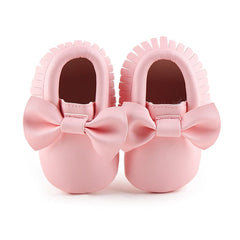 Baby Shoes Newborn Infant Boy Girl First Walker PU Sofe Sole Princess Bowknot Fringe Toddler Baby Crib Shoes Casual Moccasins