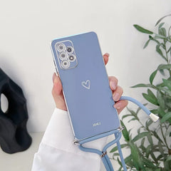 Love Heart Crossbody Lanyard Strap Phone Case For Samsung Galaxy S21 S20 S22 S23 S10 S9 S8 Note 10 20 Plus Ultra S20 Fe Cover