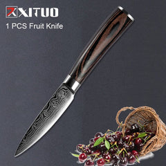 XITUO 1-5PCS set Chef Knife Japanese Stainless Steel Sanding Laser Pattern Knives Professional Sharp Blade Knife Cooking Tool - Wowza