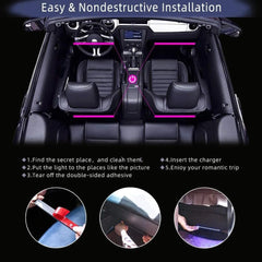 LED Car Interior Neon 48 72  Ambient Foot Light with USB Wireless Remote Music App Control Auto RGB Atmosphere Decorative Lamps