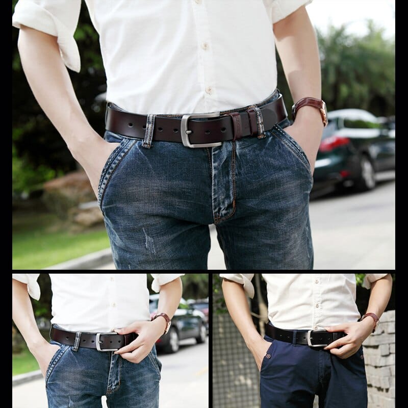 MEDYLA Men' Belt High Quality Genuine Leather Luxury Strap Classic Vintage Alloy Pin Buckle Male Belt Jeans Belt for Men SM03
