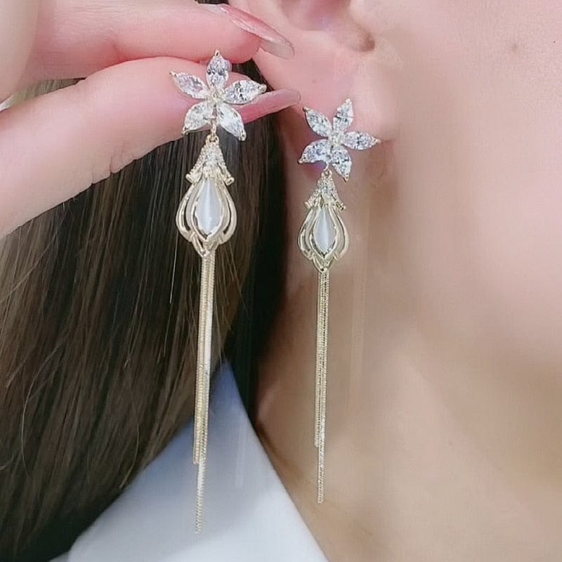 New Fashion Korean Imitation Pearl Drop Earrings for Women Butterfly Owl Zircon Oversized Earring Wedding Party Jewelry