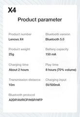 Lenovo Earphones X3 Pro Bluetooth Hifi Ear-hook Wireless Headset with Mic Waterproof Earbud