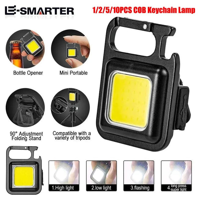 COB Flashlight Mini Portable Keychain Lamp 4 Lighting EDC Torch Outdoor Waterproof Emergency Camping Fishing Work Lights