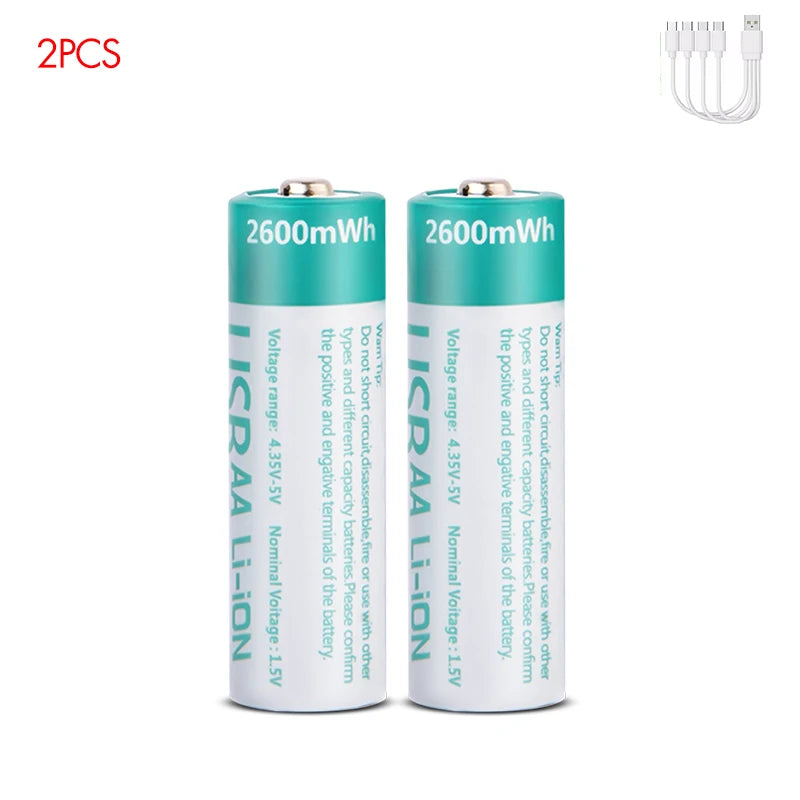 Kuugro AA 1.5 V 2600 mWh USB‑C Rechargeable Lithium Battery – Long‑Lasting Power