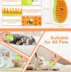 Cat Dog Brush Steam Brush Electric Sprayer for Massage Pet Grooming tool Shedding 3 in 1 Electric Sprays Massage Combs