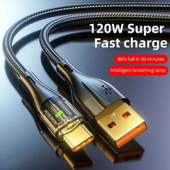 Samsung S22 S21 120W 6A USB To Type C Cable Super Fast Charging Data Cord For Xiaomi 12 Redmi Note 11