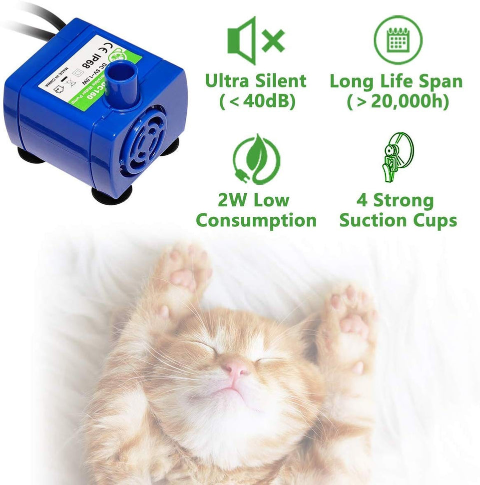Water Pump LED Light Pet Cat Water Fountain Motor Accessories Replacement for Cat Flowers Drinking Bowl Water Dispenser