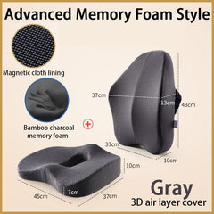 Memory Foam Seat Cushion Orthopedic Pillow Coccyx Office Chair Cushion Support Waist Back Pillow Car Seat Hip Massage Pad Sets