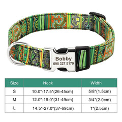 Customized Printed Pet Collar Nylon Dog Collar Personalized Free Engraved Puppy ID Name Collar for Small Medium Large Dogs Pug - Wowza