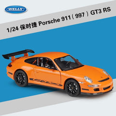 WELLY 1:24 Scale Diecast Simulator Car Porsche 911 GT3 RS Model Car Alloy Sports Car Metal Toy Racing Car Toy For Kids Gift