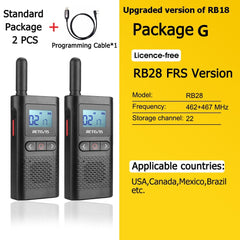 Retevis Mini Walkie Talkie Rechargeable Walkie-Talkie 2 pcs included PTT PMR446 Long Range Portable Two-way Radios For Hunting