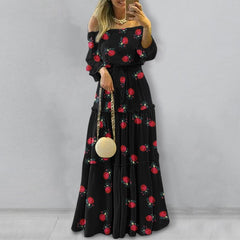 ZANZEA Fashion Off Shoulder Vestidos Female Lace Up Belted Dresses Beach Holiday Ruffle Robe Womens Bohemian Long Maxi Dress