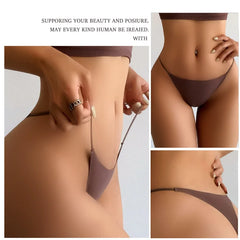 3PCS Seamless Thong Women Thin Strap Low Waist High Flexibility Panties Sexy Underwear Ladies Briefs T-back Comfortable Women