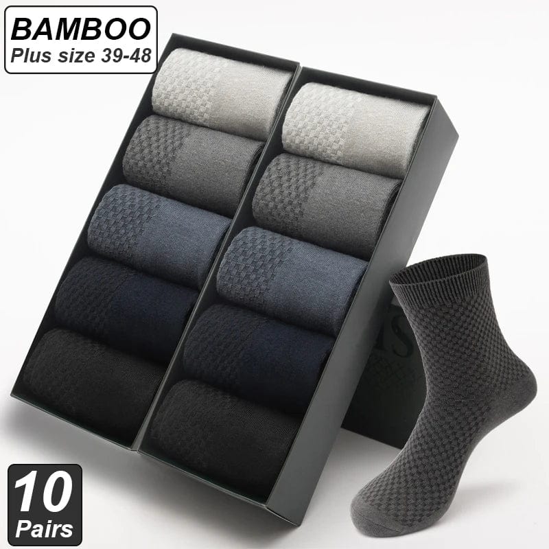 Bamboo Fiber Socks High Quality 10 Pairs/lot Breathable Compression Long Socks Business Casual Male Large size 38-45