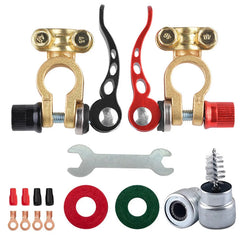 Car Battery Terminals 1 Pair 12V 24V  Top Post Wire Cable Clamp Quick Release Terminal Connectors Copper Clip Screw Auto Parts