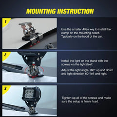 Led Light Mount Work Light Bracket Clamp Stainless Steel Pillar Hood Off road Led Work Light Bar Holder Accessories Universal