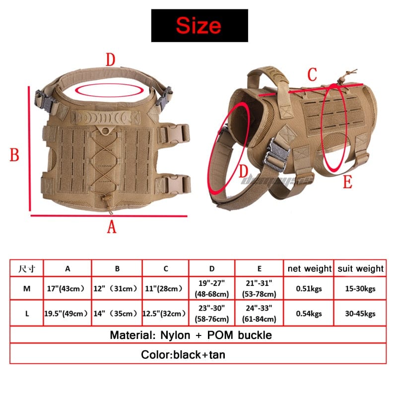 Tactical Dog Vest Military Hunting Shooting Cs Army Fan Service Nylon Pet Vests Airsoft Training Molle Dogs Harness