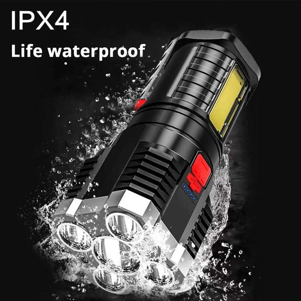 5 LED High Power Led Flashlight Torch Rechargeable Camping Spotlight with Side Light 3 Lighting Modes for Camping Adventure Outdoor