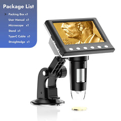 4.3'' Digital Microscope 1600X USB Microscope 1080p Soldering Microscope with 8 LEDs Compatible with Windows/Mac OS (DM7)