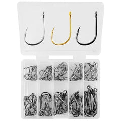 Fishing Hooks Set 100Pcs Box 10 Series High Carbon Steel Single Circle Fishing Hook Fly Fishing Jip Barbed Carp Hooks