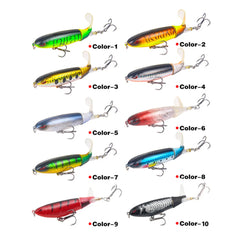 10cm/14cm Topwater Fishing Lure Whopper Popper Artificial Bait Hard Plopper Soft Rotating Tail Fishing Tackle Fishing Bait